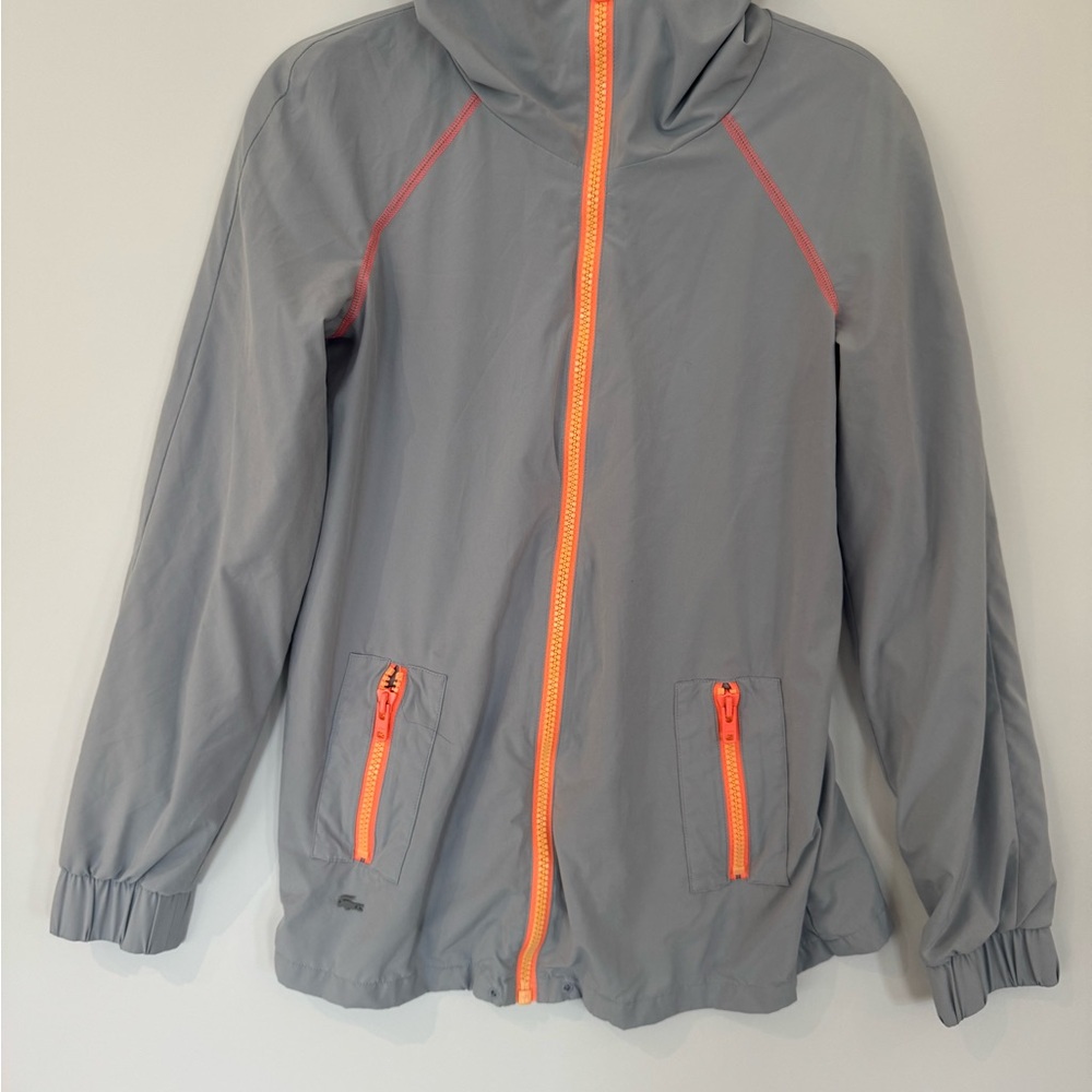Womens Jacket Size Small 34 Lacoste Sport Gray orange Zipper luxury athleisure